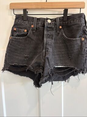 Levi's Black Distressed Cutoff Denim Shorts
